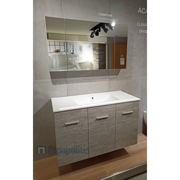 Bathroom furniture set with washbasin 100x47x60 material: Sea plywood wall mounted, color: Wood Grey Bathroom furniture sets Bathroom furniture set with washbasin 100x47x60 material: Sea plywood wall mounted, color: Wood Grey Bathroom furniture sets