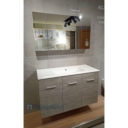 Έπιπλο μπάνιου κομπλέ με νιπτήρα, 100x47x60 από κόντρα πλακέ θαλάσσης επίτοιχου τύπου, χρώμα: Ξύλο Γκρι Έπιπλα μπάνιου κομπλέ