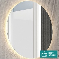 Καθρέπτης, σχήμα: Στρογγυλό 70x70 από κρύσταλλο με φωτισμό ζεστό & ψυχρό Led