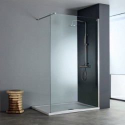 Καμπίνα ντουζιέρας ευθύγραμμη 80x200 6mm σταθερή brushed inox επιφάνεια: Βουρτσισμένη, χρώμα: Χρωμέ Ευθύγραμμες