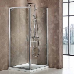 Καμπίνα ντουζιέρας ευθύγραμμη 90x185 6mm ανοιγόμενη Safe Clean glass επιφάνεια: Γυαλιστερή, χρώμα: Χρωμέ