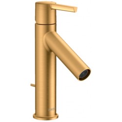 Wash basin tap Deck-mounted material: Brass mixer With pop-up waste set Μ size brushed gold optic, color: Gold surface: Brushed Deck-mounted
