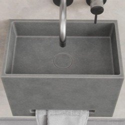 Washbasin Wall-mounted 40x25x30 D5 no pedestal With 1 bowl Without hole material: Concrete, color: Grey surface: Matt