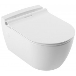 Wall-mounted toilet & toilet seat soft closing, style: Sandwich hidden fixation Rimless Slim 52x35,5 surface: Glossy, color: White Wall-mounted