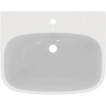 Νιπτήρας επίτοιχος 55x44x18 με 1 γούρνα με οπή στη μέση χωρίς κολώνα από πορσελάνη, χρώμα: Λευκό επιφάνεια: Γυαλιστερή Επίτοιχοι