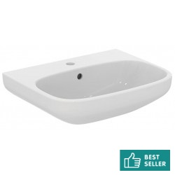 Washbasin Wall-mounted 55x44x18 no pedestal With 1 bowl With hole in the middle material: Porcelain, color: White surface: Glossy Wall-mounted