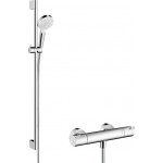 Shower tap Wall-mounted exposed material: Brass thermostatic with hand shower, hose and slider rail, color: Chrome surface: Glossy Wall-mouned exposed Shower tap Wall-mounted exposed material: Brass thermostatic with hand shower, hose and slider rail, color: Chrome surface: Glossy Wall-mouned exposed