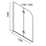 Καμπίνα μπανιέρας ευθύγραμμη 120x140 6mm πτυσσόμενη 6mm, αναδίπλωση εξωτερικού κρυστάλλου 180ο προς τα έξω, αναδίπλωση εσωτερικού κρυστάλλου και από τις δύο πλευρές επιφάνεια: Γυαλιστερή, χρώμα: Χρωμέ Ευθύγραμμες