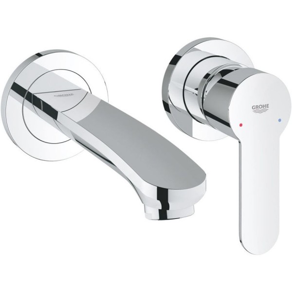 Wash basin tap Wall-mounted - external part 2 holes mixer Without waste, color: Chrome 17,1 cm material: Brass surface: Glossy Wall-mounted - external part