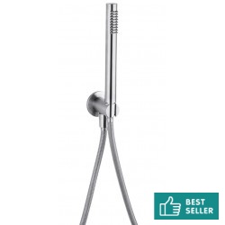 Shower head W/ hose, holder and outlet elbow 1 jet inox, color: Chrome surface: Brushed Hand showers