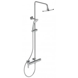 Shower tap with showerpipe and overhead shower Wall-mounted material: Brass mixer, color: Chrome surface: Glossy
