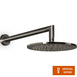 Shower head Wall-mounted 22x22 material: Brass, style: 1 spray, color: Black surface: Brushed Overhead showers