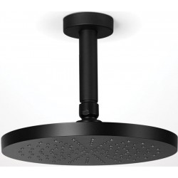 Κεφαλή ντους οροφής 20x20 από ABS 1 ροής & βραχίονας 10cm, χρώμα: Μαύρο επιφάνεια: Ματ Κεφαλές ντους