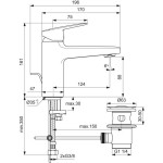 Μπαταρία νιπτήρος επικαθήμενη αναμεικτική από ορείχαλκο με βαλβίδα pop-up  H90, Grande Y16,1cm, χρώμα: Χρωμέ επιφάνεια: Γυαλιστερή Επικαθήμενες