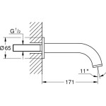 Spout (Nozzle) 17,1cm Wall-mounted material: Brass supersteel, color: Chrome surface: Brushed Bath spouts