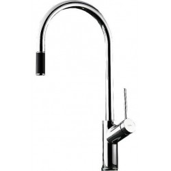 Kitchen tap Deck-mounted material: Brass with shower, color: Chrome surface: Glossy