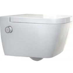 Σετ Λεκάνη επίτοιχη (κρεμαστή) με ντους υψηλής πίεσης + Κάλυμμα Wrapover απλή με αυτοκαθαρισμό μόνο κρύο νερό 54x40 επιφάνεια: Γυαλιστερή, χρώμα: Λευκό Επίτοιχες με ντους