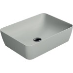 Νιπτήρας ελευθέρας τοποθέτησης 50x38x14 από πορσελάνη χωρίς οπή  χωρίς υπερχείλιση cenere, χρώμα: Γκρι επιφάνεια: Ματ