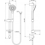 Shower slider rail 60cm material: Brass with hand shower, hose & soap holder, color: Chrome surface: Glossy Shower slider rails Shower slider rail 60cm material: Brass with hand shower, hose & soap holder, color: Chrome surface: Glossy Shower slider rails
