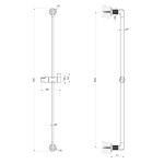 Shower slider rail 80cm material: Inox Finox Brushed Nickel Simple, color: Chrome surface: Brushed Shower slider rails