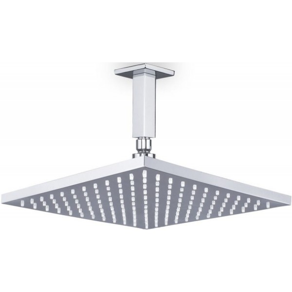 Κεφαλή ντους οροφής 30x30 από ABS 1 ροής & βραχίονα 10cm, χρώμα: Χρωμέ επιφάνεια: Γυαλιστερή Κεφαλές ντους