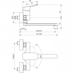 Kitchen tap Wall-mounted 20cm material: Brass, color: Chrome surface: Glossy Wall-mounted Kitchen tap Wall-mounted 20cm material: Brass, color: Chrome surface: Glossy Wall-mounted
