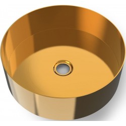 Washbasin Free standing 33x33x11 material: Inox Without hole Without overflow brushed gold PVD, color: Gold surface: Brushed