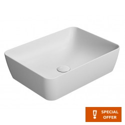Νιπτήρας ελευθέρας τοποθέτησης 50x38x14 από πορσελάνη χωρίς οπή  χωρίς υπερχείλιση white matt, χρώμα: Λευκό επιφάνεια: Ματ Ελευθέρας τοποθέτησης