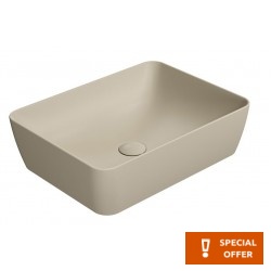 Νιπτήρας ελευθέρας τοποθέτησης 50x38x14 από πορσελάνη χωρίς οπή  χωρίς υπερχείλιση Creta, χρώμα: Μπεζ επιφάνεια: Ματ Ελευθέρας τοποθέτησης