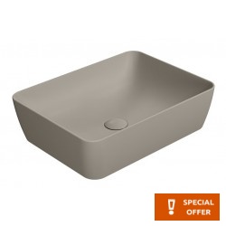 Νιπτήρας ελευθέρας τοποθέτησης 50x38x14 από πορσελάνη χωρίς οπή  χωρίς υπερχείλιση tortora, χρώμα: Καφέ επιφάνεια: Ματ Ελευθέρας τοποθέτησης