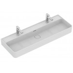 Washbasin Wall-mounted 120x43x13 no pedestal With 1 bowl With hole on the left / With hole on the right material: Porcelain, color: White surface: Glossy Wall-mounted Washbasin Wall-mounted 120x43x13 no pedestal With 1 bowl With hole on the left / With hole on the right material: Porcelain, color: White surface: Glossy Wall-mounted