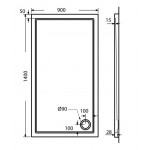 Shower tray Rectangular 140x90x5 material: Acrylic, color: White surface: Glossy Rectangular