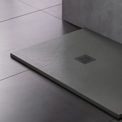 Ντουζιέρα ορθογώνια 140x80 από χυτό μάρμαρο με βαλβίδα, beton matt, χρώμα: Γκρι επιφάνεια: Ματ Ορθογώνιες