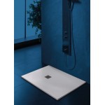 Ντουζιέρα ορθογώνια 140x80 από χυτό μάρμαρο με βαλβίδα, White Matt, χρώμα: Λευκό επιφάνεια: Ματ Ορθογώνιες