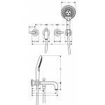 Bathtub concealed mixer Wall-mounted - external part 2 way material: Brass, color: Chrome surface: Glossy Wall-mounted - external part