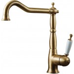 Kitchen tap Deck-mounted material: Brass, color: Bronze surface: Brushed Deck-mounted