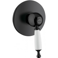 Shower tap Wall-mounted concealed - complete set 1 way material: Brass mixer With plate without hand shower, hose and holder, color: Black surface: Matt Wall-mounted - external part