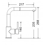 Μπαταρία κουζίνας επικαθήμενη από ορείχαλκο με ντους asphalt, L-Spout, χρώμα: Χρωμέ/Γκρι επιφάνεια: Ματ Επικαθήμενες