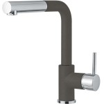 Μπαταρία κουζίνας επικαθήμενη από ορείχαλκο με ντους asphalt, L-Spout, χρώμα: Χρωμέ/Γκρι επιφάνεια: Ματ Επικαθήμενες