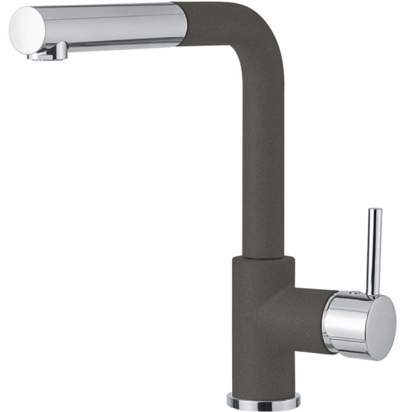 Μπαταρία κουζίνας επικαθήμενη από ορείχαλκο με ντους asphalt, L-Spout, χρώμα: Χρωμέ/Γκρι επιφάνεια: Ματ Επικαθήμενες