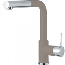 Μπαταρία κουζίνας επικαθήμενη από ορείχαλκο με ντους concrete, L-Spout, χρώμα: Χρωμέ/Μπεζ επιφάνεια: Ματ