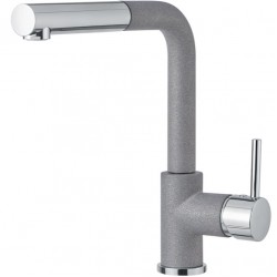 Kitchen tap Deck-mounted material: Brass With Pull-Out Spray 1 jet croma, color: Chrome/Grey surface: Glossy Deck-mounted
