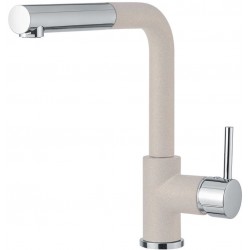 Kitchen tap Deck-mounted material: Brass With Pull-Out Spray 1 jet, color: Chrome/Beige surface: Matt Deck-mounted