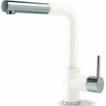 Kitchen tap Deck-mounted material: Brass with shower superwhite, color: Chrome/White surface: Matt Deck-mounted Kitchen tap Deck-mounted material: Brass with shower superwhite, color: Chrome/White surface: Matt Deck-mounted
