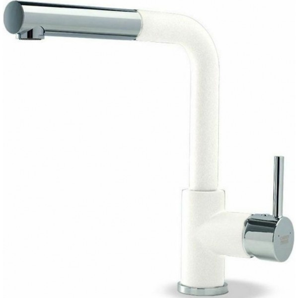 Kitchen tap Deck-mounted material: Brass with shower superwhite, color: Chrome/White surface: Matt Deck-mounted Kitchen tap Deck-mounted material: Brass with shower superwhite, color: Chrome/White surface: Matt Deck-mounted
