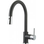 Kitchen tap Deck-mounted material: Brass with shower, color: Chrome/Grey surface: Matt Deck-mounted Kitchen tap Deck-mounted material: Brass with shower, color: Chrome/Grey surface: Matt Deck-mounted