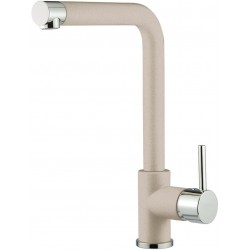 Kitchen tap Deck-mounted material: Brass L-Spout, color: Chrome/Beige surface: Matt Deck-mounted