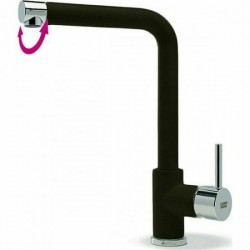 Kitchen tap Deck-mounted material: Brass with shower nero, color: Chrome/Black surface: Matt Deck-mounted