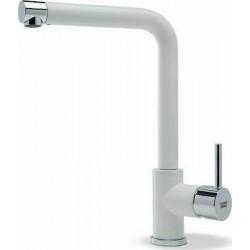 Kitchen tap Deck-mounted material: Brass with shower super white, color: Chrome/White surface: Matt