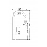 Μπαταρία κουζίνας επικαθήμενη από ορείχαλκο με ντους nero, χρώμα: Χρωμέ/Μαύρο επιφάνεια: Ματ Επικαθήμενες